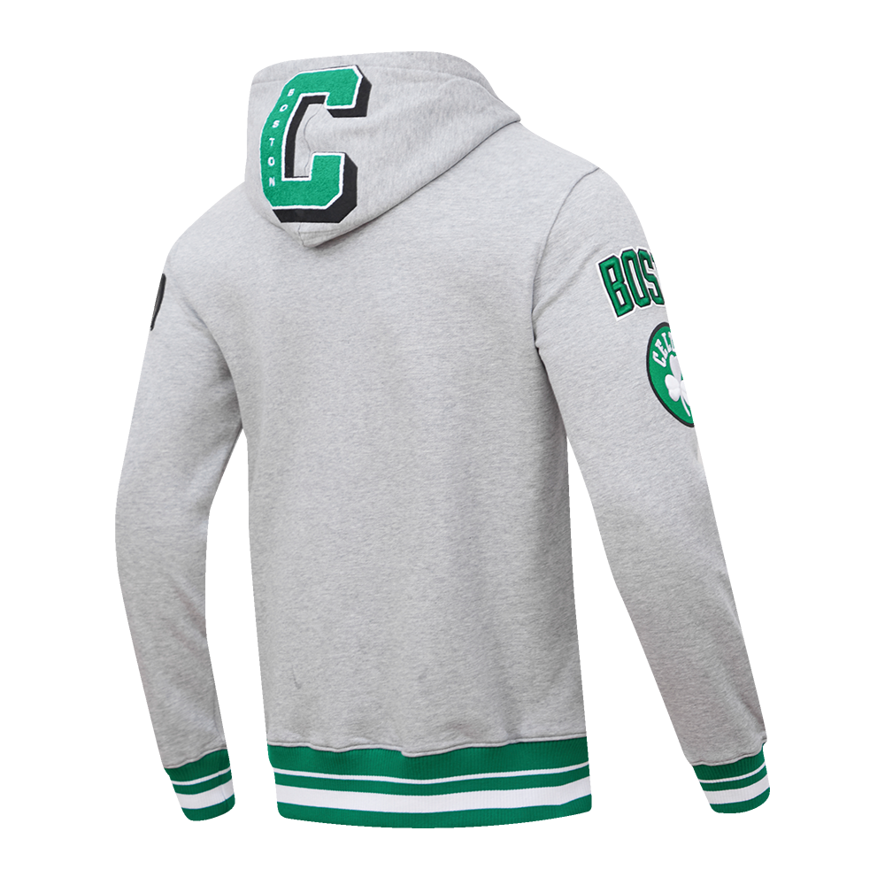 NBA BOSTON CELTICS MASHUP MEN'S RIB PO HOODIE (HEATHER GREY/GREEN)