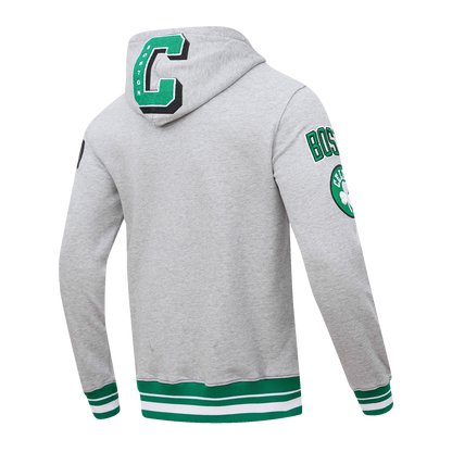 NBA BOSTON CELTICS MASHUP MEN'S RIB PO HOODIE (HEATHER GREY/GREEN)