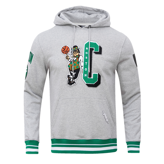 NBA BOSTON CELTICS MASHUP MEN'S RIB PO HOODIE (HEATHER GREY/GREEN)