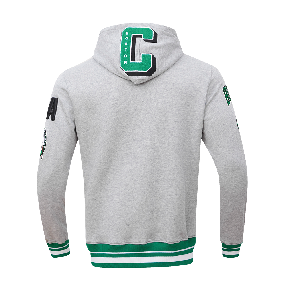 NBA BOSTON CELTICS MASHUP MEN'S RIB PO HOODIE (HEATHER GREY/GREEN)