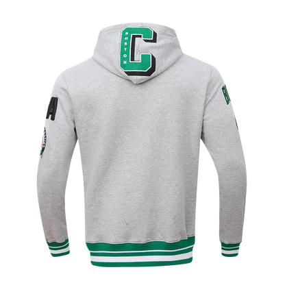 NBA BOSTON CELTICS MASHUP MEN'S RIB PO HOODIE (HEATHER GREY/GREEN)