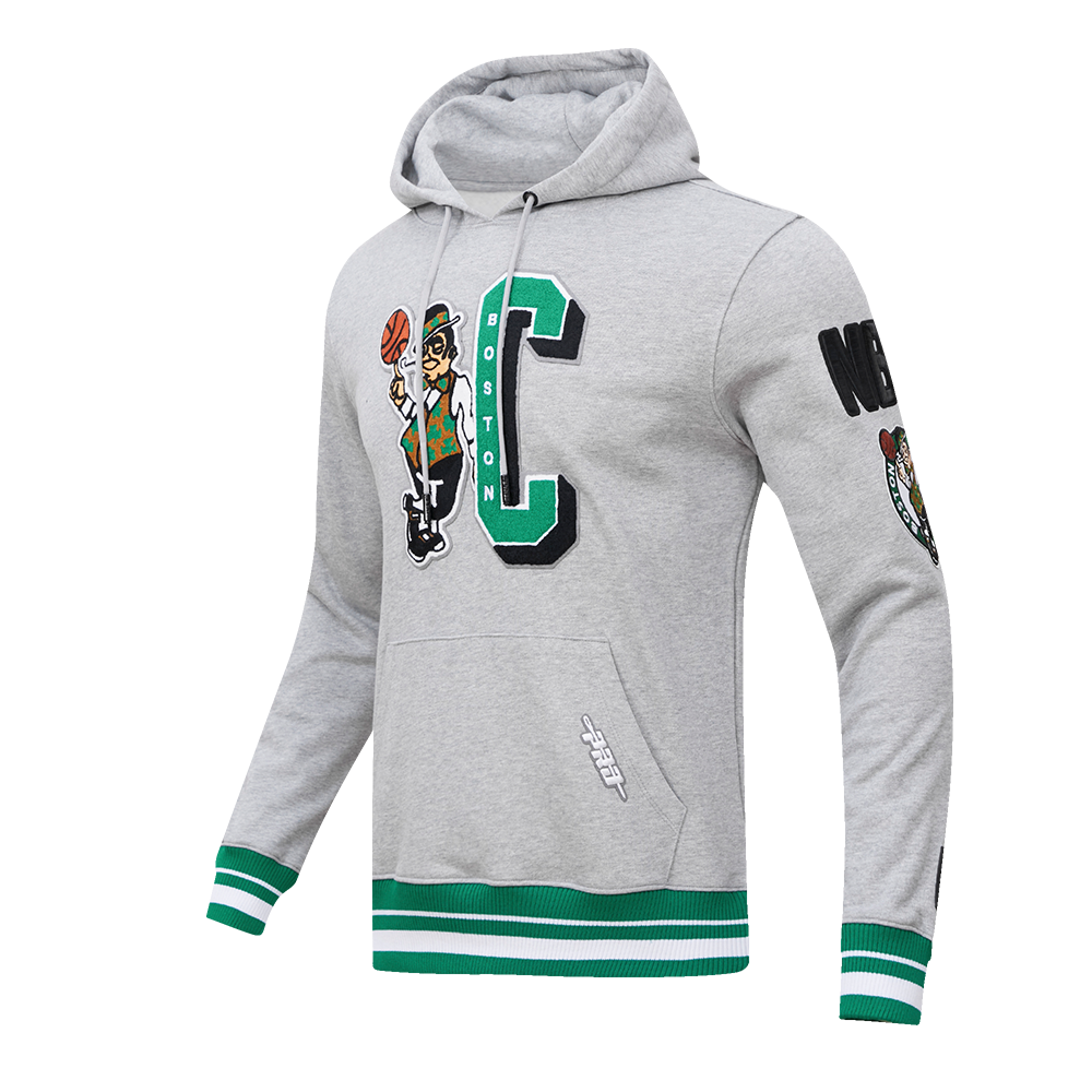 NBA BOSTON CELTICS MASHUP MEN'S RIB PO HOODIE (HEATHER GREY/GREEN)