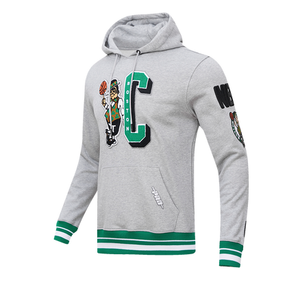 NBA BOSTON CELTICS MASHUP MEN'S RIB PO HOODIE (HEATHER GREY/GREEN)