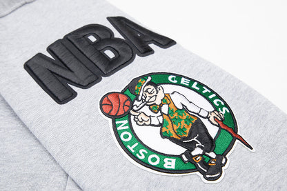 NBA BOSTON CELTICS MASHUP MEN'S RIB PO HOODIE (HEATHER GREY/GREEN)