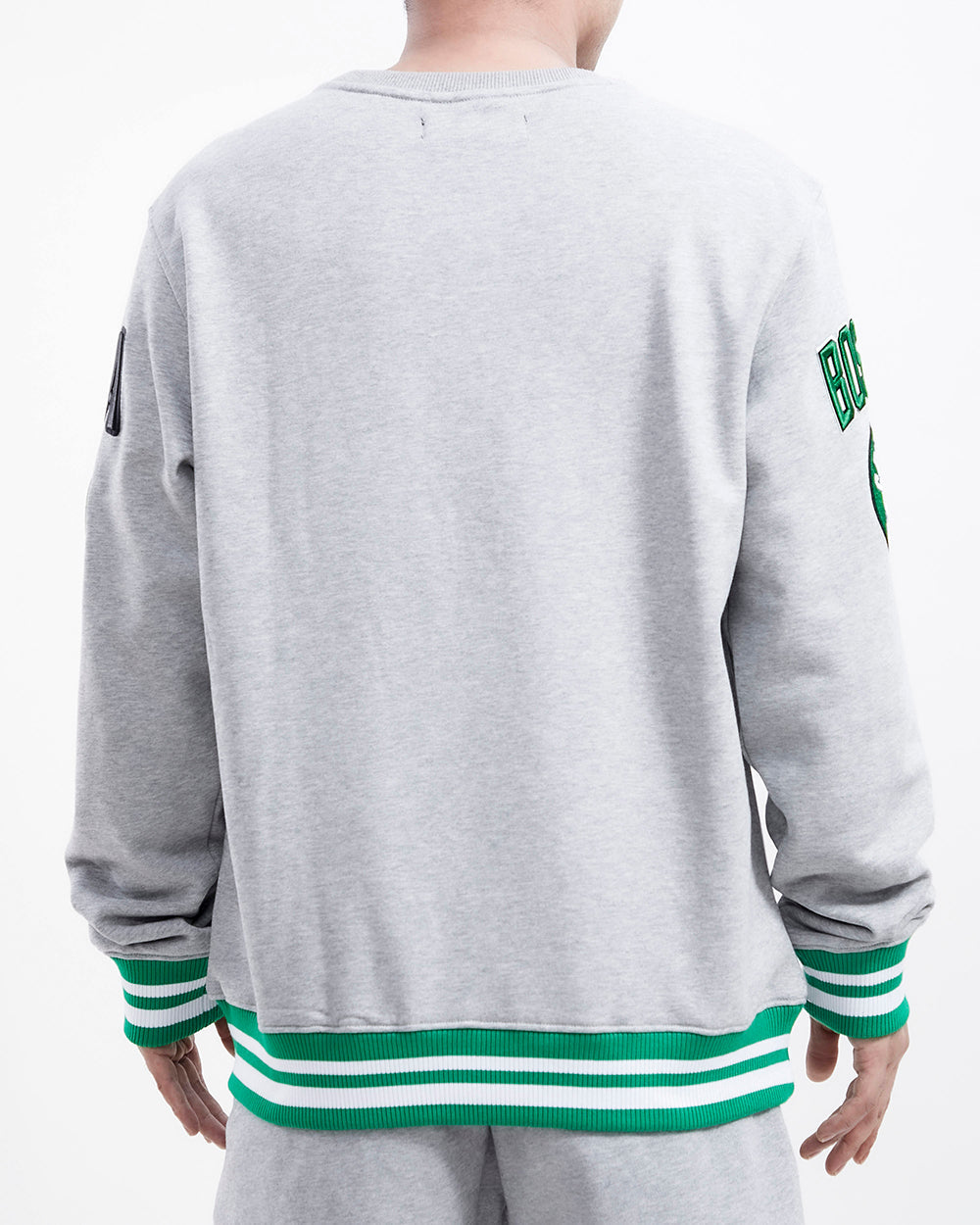 NBA BOSTON CELTICS MASHUP MEN'S RIB CREWNECK (HEATHER GREY/GREEN)