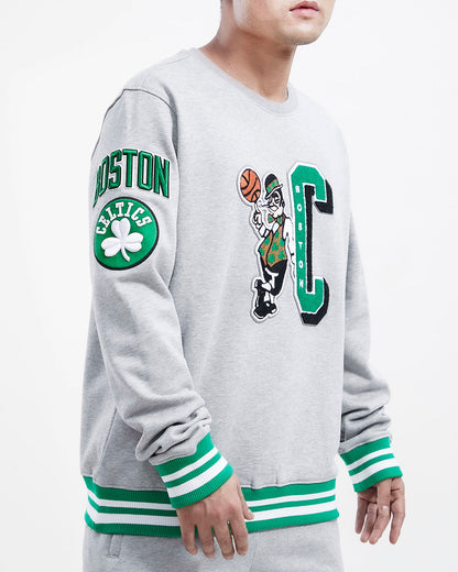 NBA BOSTON CELTICS MASHUP MEN'S RIB CREWNECK (HEATHER GREY/GREEN)