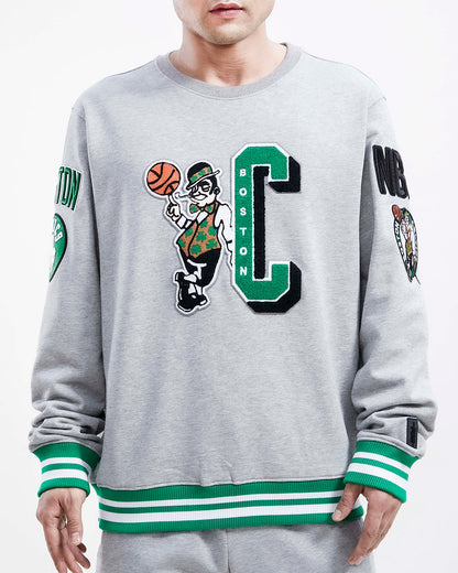 NBA BOSTON CELTICS MASHUP MEN'S RIB CREWNECK (HEATHER GREY/GREEN)