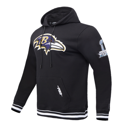 NFL BALTIMORE RAVENS MASHUP MEN'S MASHUP MEN'S RIB PO HOODIE (BLACK)