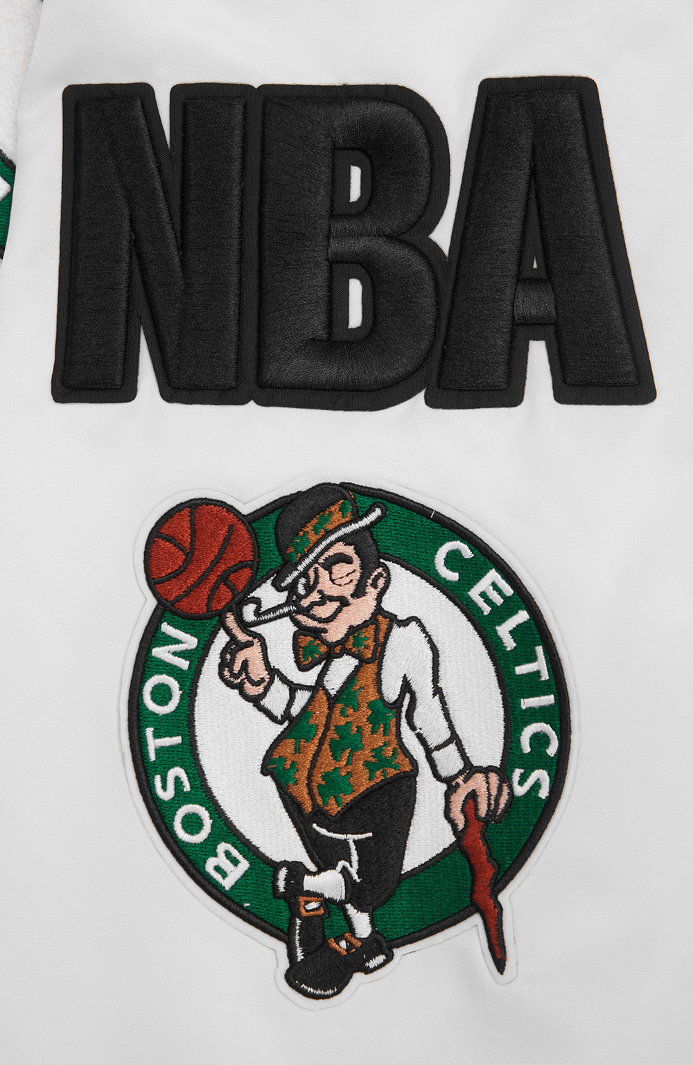 NBA BOSTON CELTICS MASHUP MEN'S RIB SATIN JACKET (WHITE/GREEN)