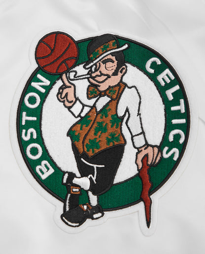 NBA BOSTON CELTICS MASHUP MEN'S RIB SATIN JACKET (WHITE/GREEN)