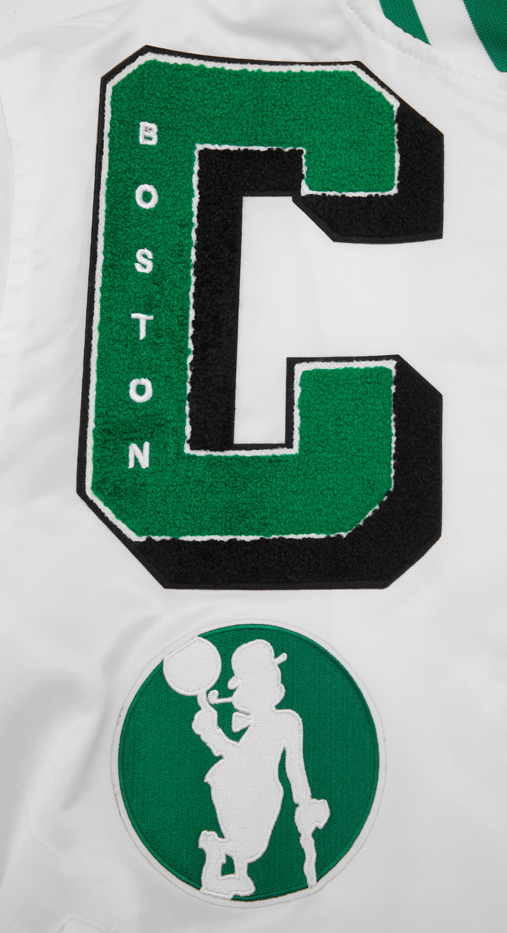 NBA BOSTON CELTICS MASHUP MEN'S RIB SATIN JACKET (WHITE/GREEN)