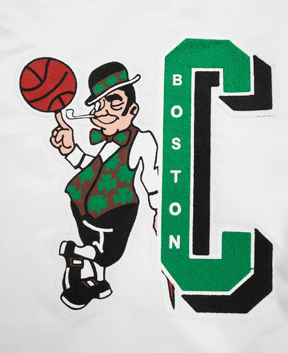 NBA BOSTON CELTICS MASHUP MEN'S RIB SATIN JACKET (WHITE/GREEN)