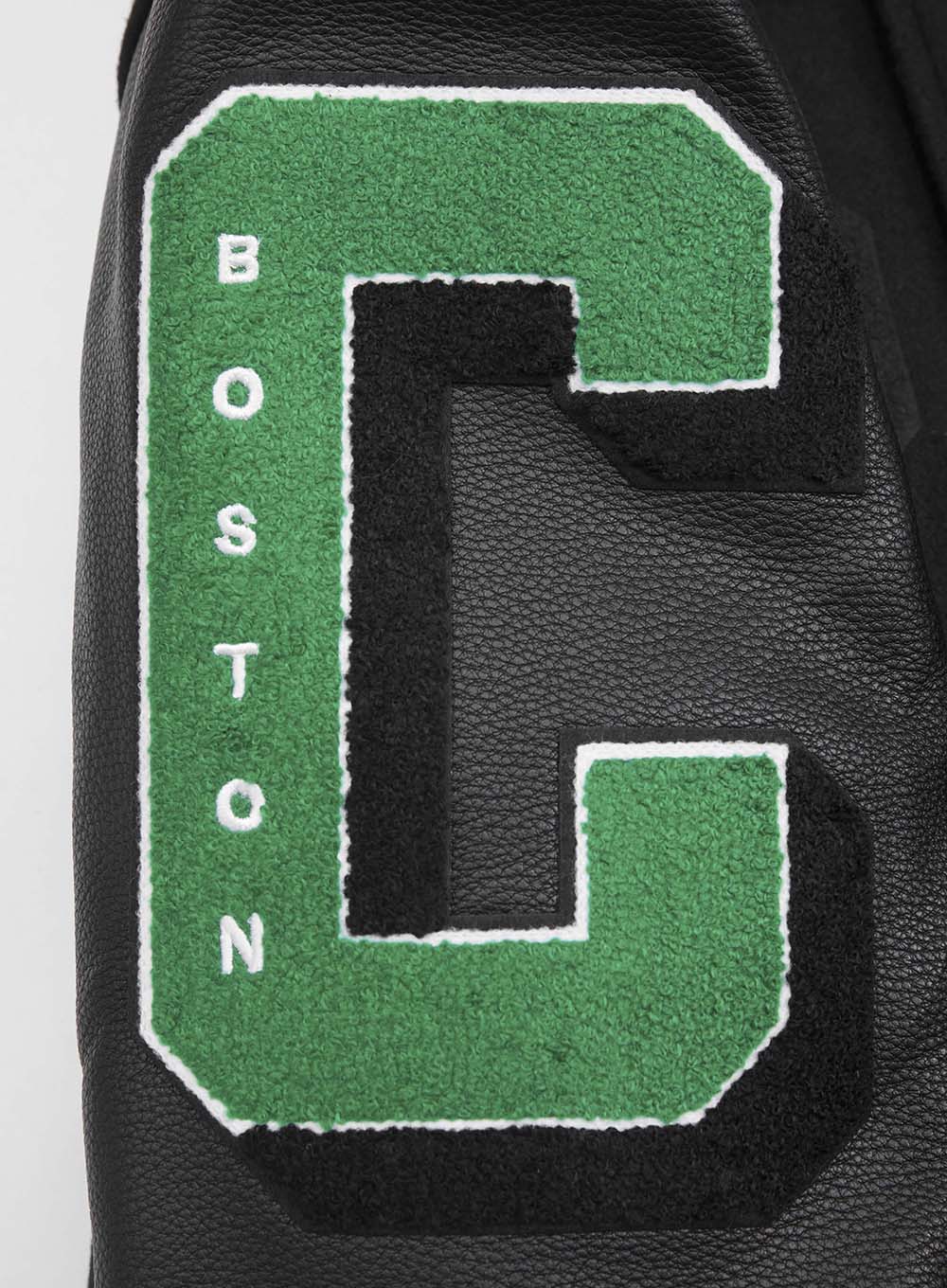 NBA BOSTON CELTICS MASHUP MEN'S RIB WOOL VARSITY JACKET (BLACK/GREEN)