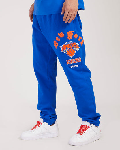 NBA NEW YORK KNICKS OLD ENGLISH MEN'S SWEATPANT (ROYAL BLUE)