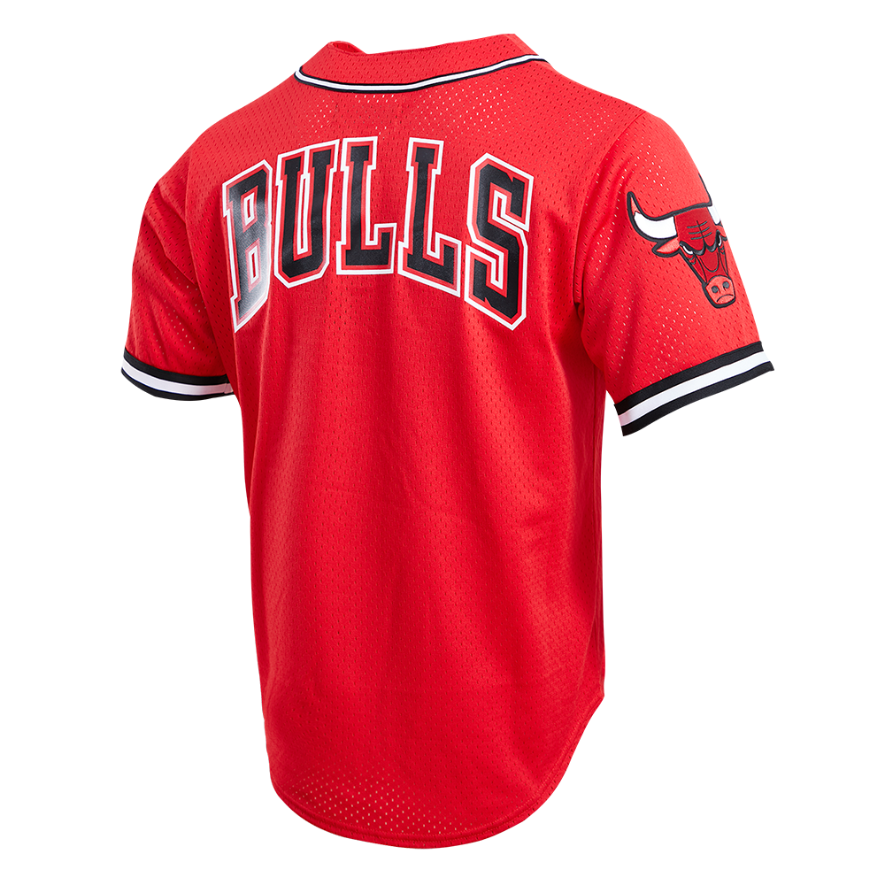 NBA CHICAGO BULLS LOGO MEN'S MESH BUTTON UP JERSEY (RED)