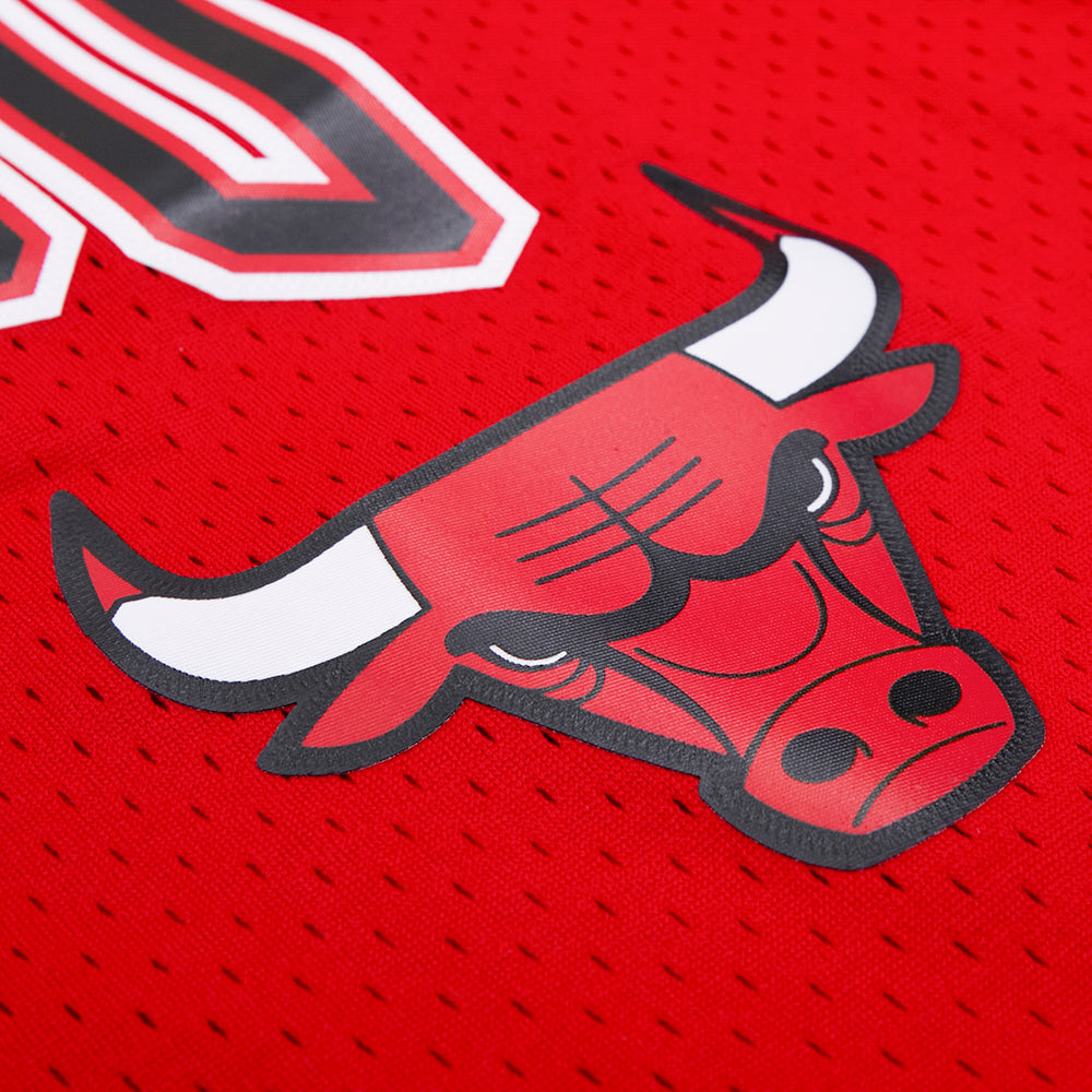 NBA CHICAGO BULLS LOGO MEN'S MESH BUTTON UP JERSEY (RED)