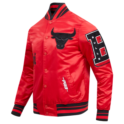 NBA CHICAGO BULLS OLD ENGLISH MEN'S LOGO SATIN JACKET (RED/BLACK)