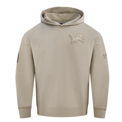 NFL DETROIT LIONS NEUTRAL DROP SHOULDER FLC PO HOODIE (TAUPE)