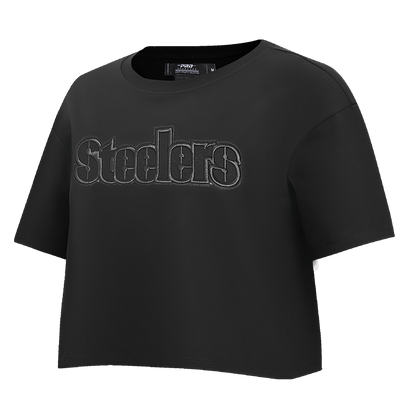 NFL PITTSBURGH STEELERS NEUTRAL WOMEN'S BOXY TEE (BLACK)