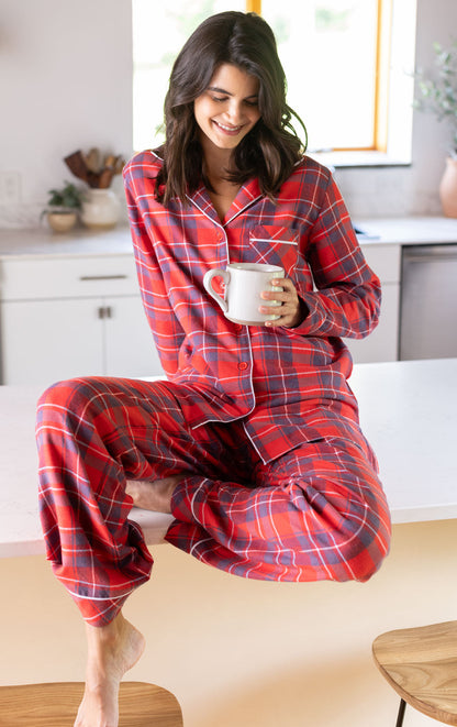 Americana Plaid Button-Front Pajamas