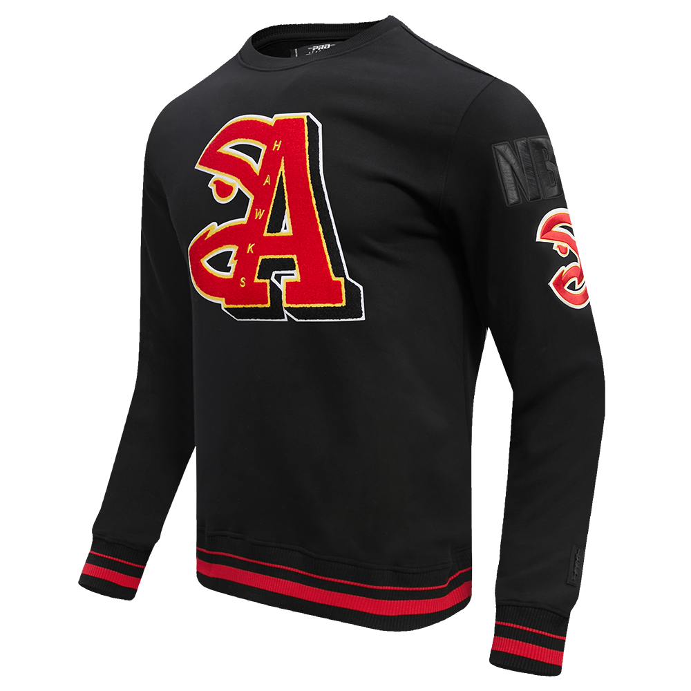 NBA ATLANTA HAWKS MASHUP MEN'S RIB CREWNECK (BLACK)