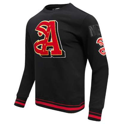 NBA ATLANTA HAWKS MASHUP MEN'S RIB CREWNECK (BLACK)