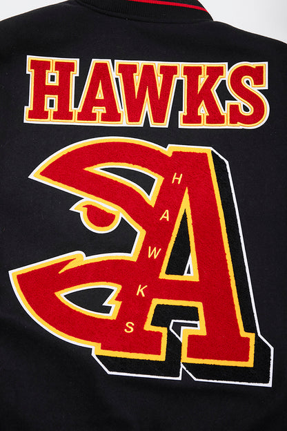 NBA ATLANTA HAWKS MASHUP MEN'S RIB WOOL VARSITY JACKET (BLACK)