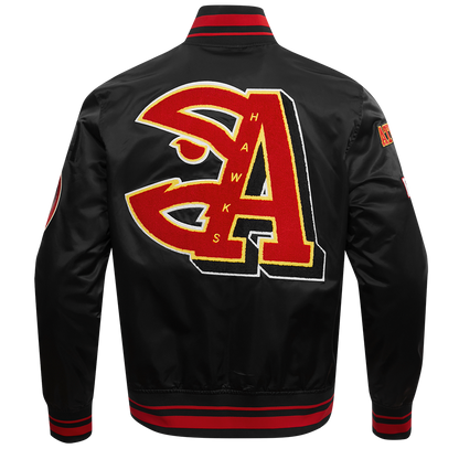 NBA ATLANTA HAWKS MASHUP MEN'S RIB SATIN JACKET (BLACK)