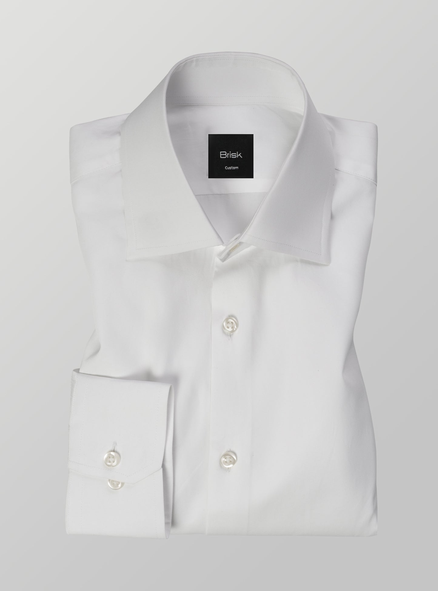 Egyptian White 60's Poplin High Collar Shirt - Hidden Button Down