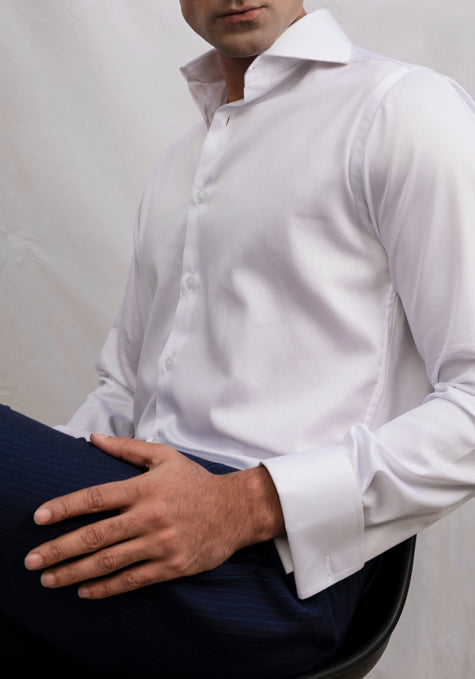 Egyptian White Twill Shirt - French Cuffs