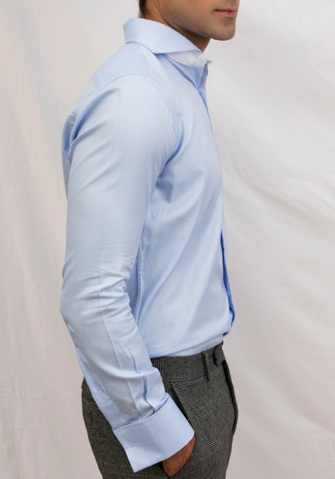 Sky Blue Twill Shirt - French Cuffs