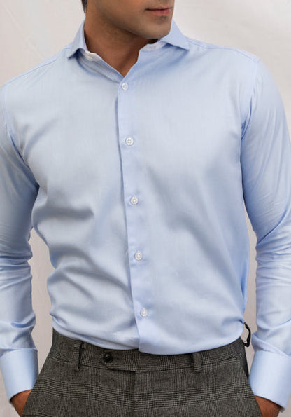 Sky Blue Twill Shirt - French Cuffs