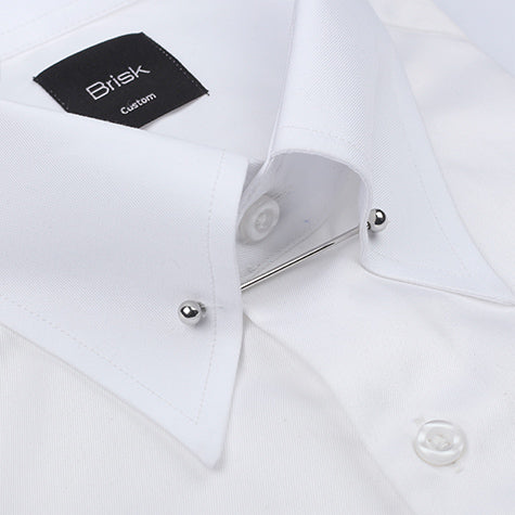 Egyptian White 60's Poplin Collar Pin Shirt