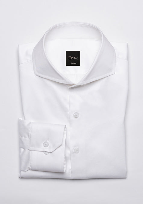 Egyptian White Twill Shirt - Extreme Collar