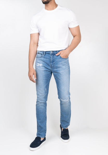 Light Wash Rip & Repair Skinny Fit Jeans - Ultra