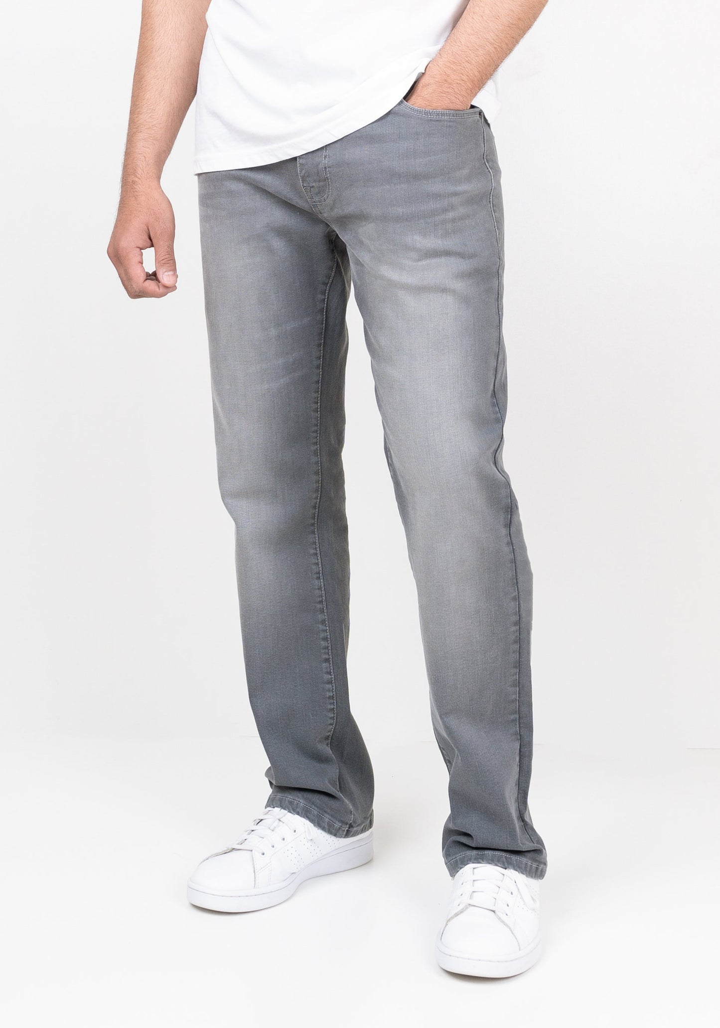 Light Grey Straight Fit Jeans - Clay