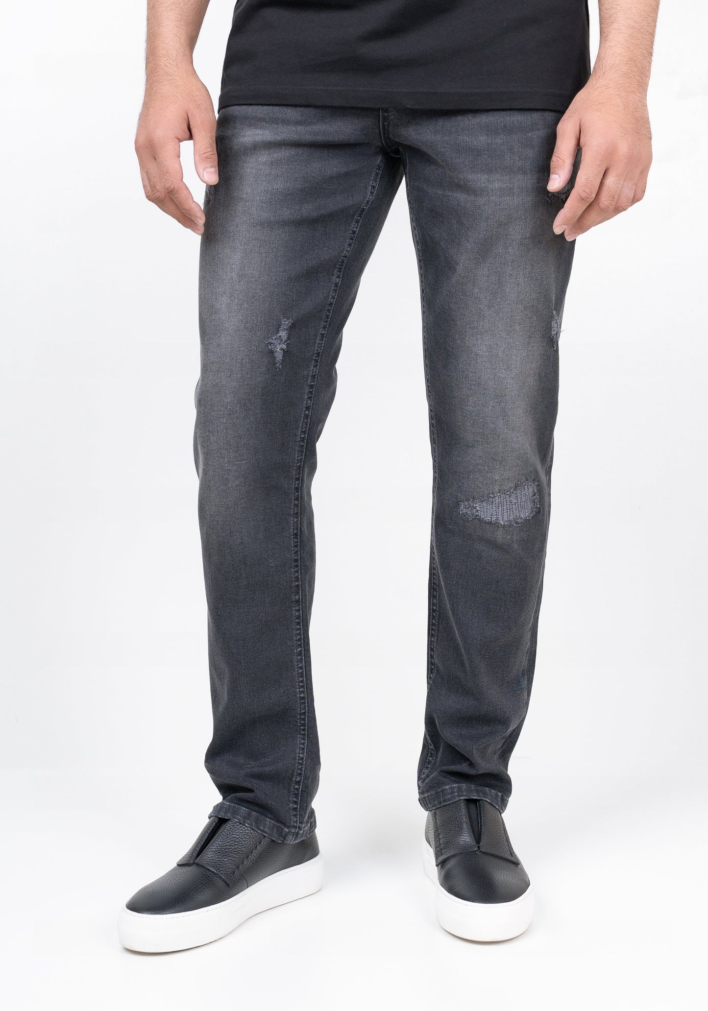 Charcoal Grey Rip & Repair Slim Fit Jeans - Lift