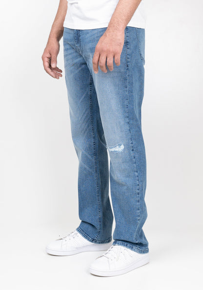 Medium Wash Slight Rip & Repair Straight Fit Jeans - Sage