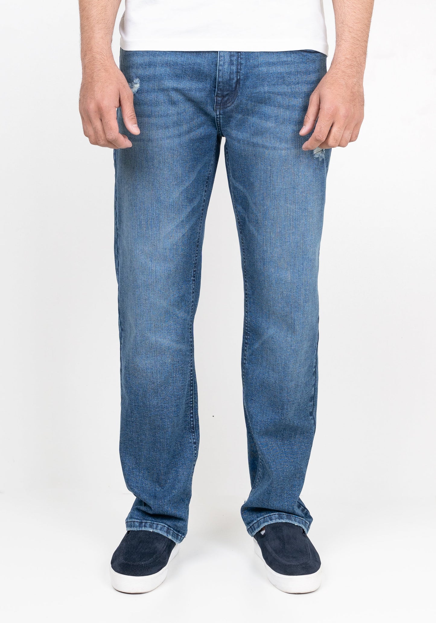 Dark Mid Wash Straight Fit Jeans - Sage