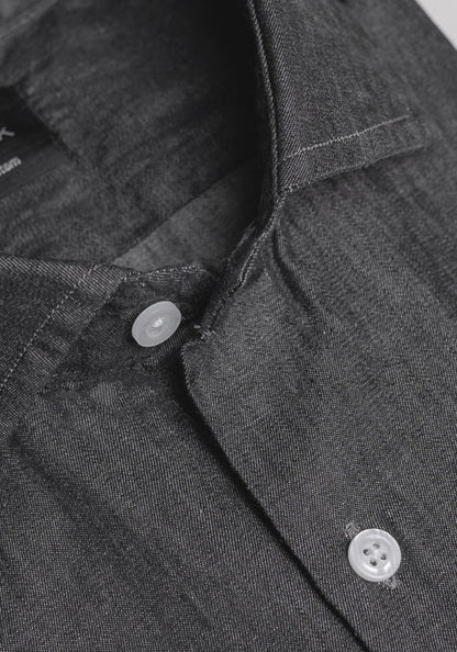 Black Denim Rinse Wash Shirt