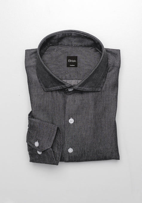 Black Denim Rinse Wash Shirt