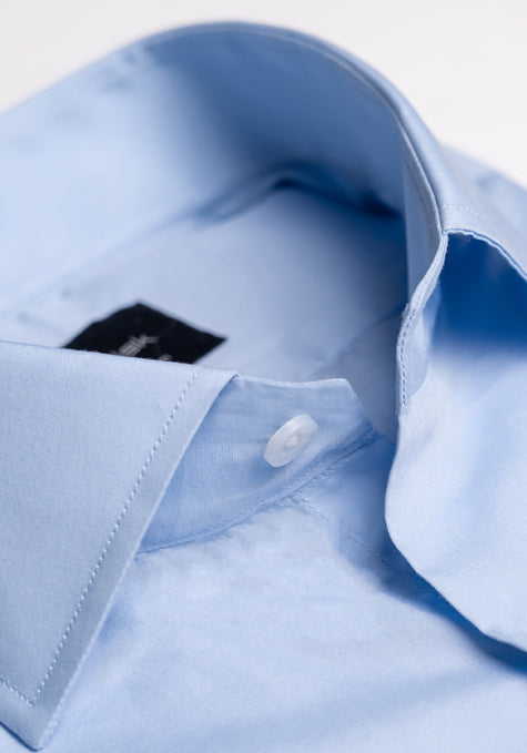 Egyptian Sky Blue Light Weight 80's Poplin Shirt - Classic Collar