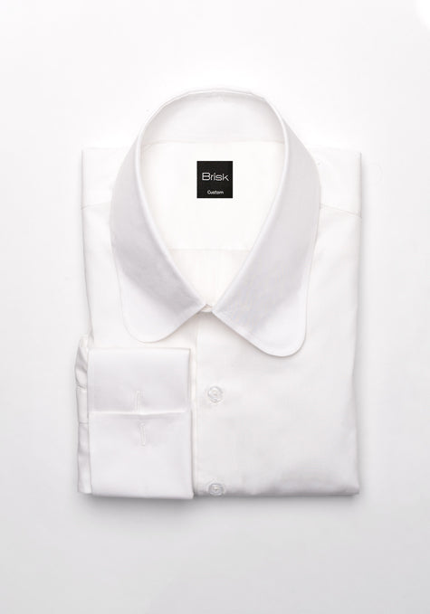 Egyptian White 60's Poplin Shirt - Club Collar