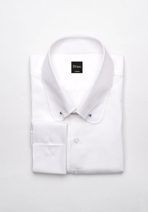 Egyptian White 60's Poplin Shirt - Club Pin Collar