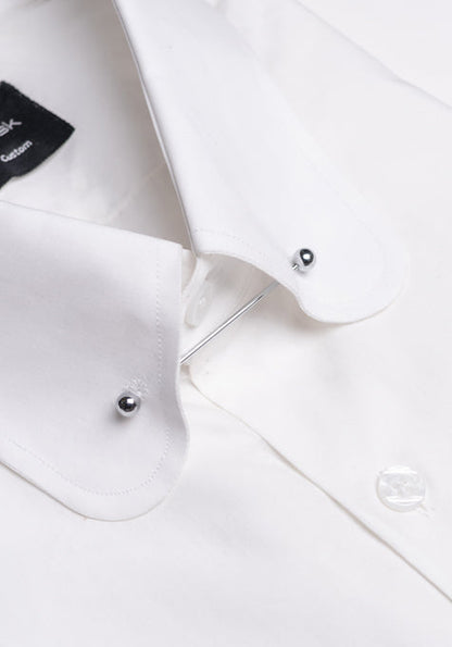 Egyptian White 60's Poplin Shirt - Club Pin Collar