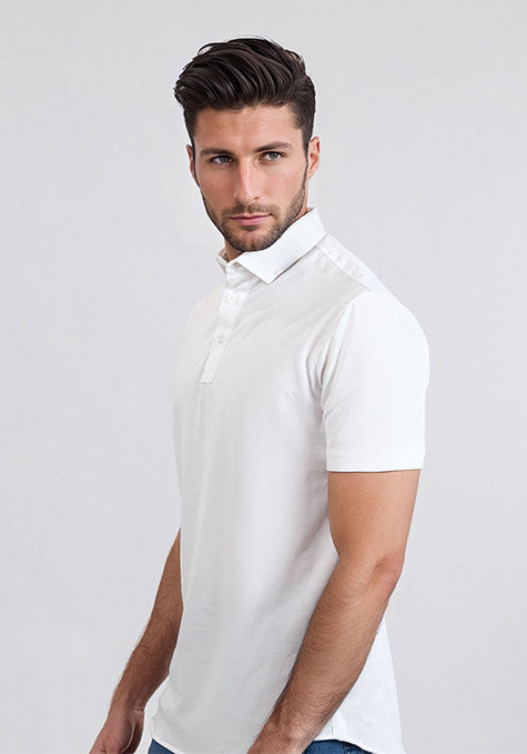 White Feather Soft Piqué Half Sleeve Polo Shirt