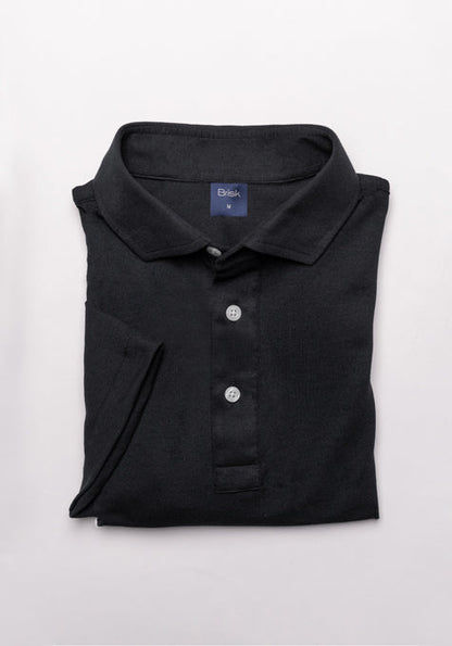 Black Feather Soft Piqué Half Sleeve Polo Shirt