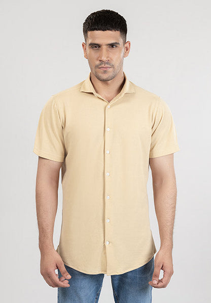 Tan Feather Soft Piqué Half Sleeve Shirt