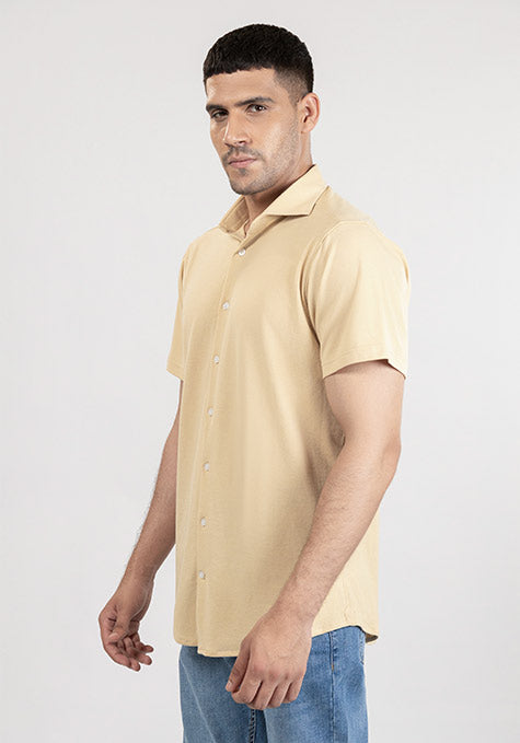 Tan Feather Soft Piqué Half Sleeve Shirt