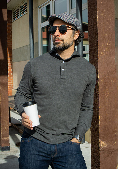 Grey Feather Soft Piqué Full Sleeve Polo Shirt